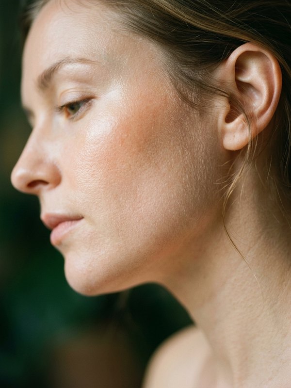 Natural dewy skin in morning light